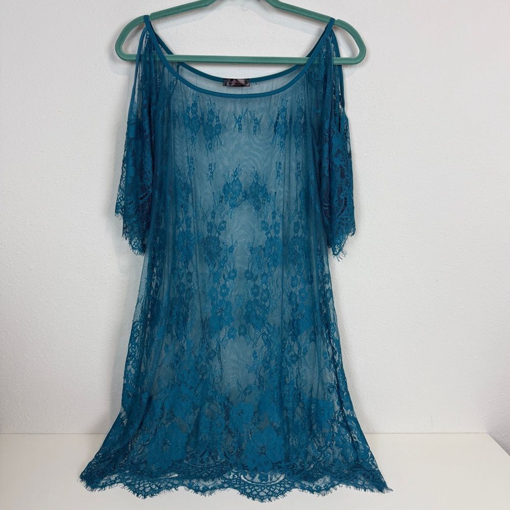 Avidlove Peacock Blue Lace Babydoll Chemise M